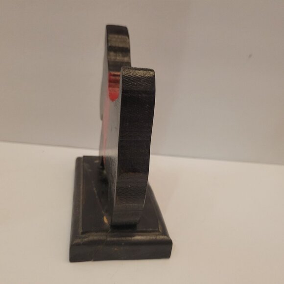 Handcrafted Wooden Scottie Dog Figurine With Red Accents 7.5" - Picture 3 of 8